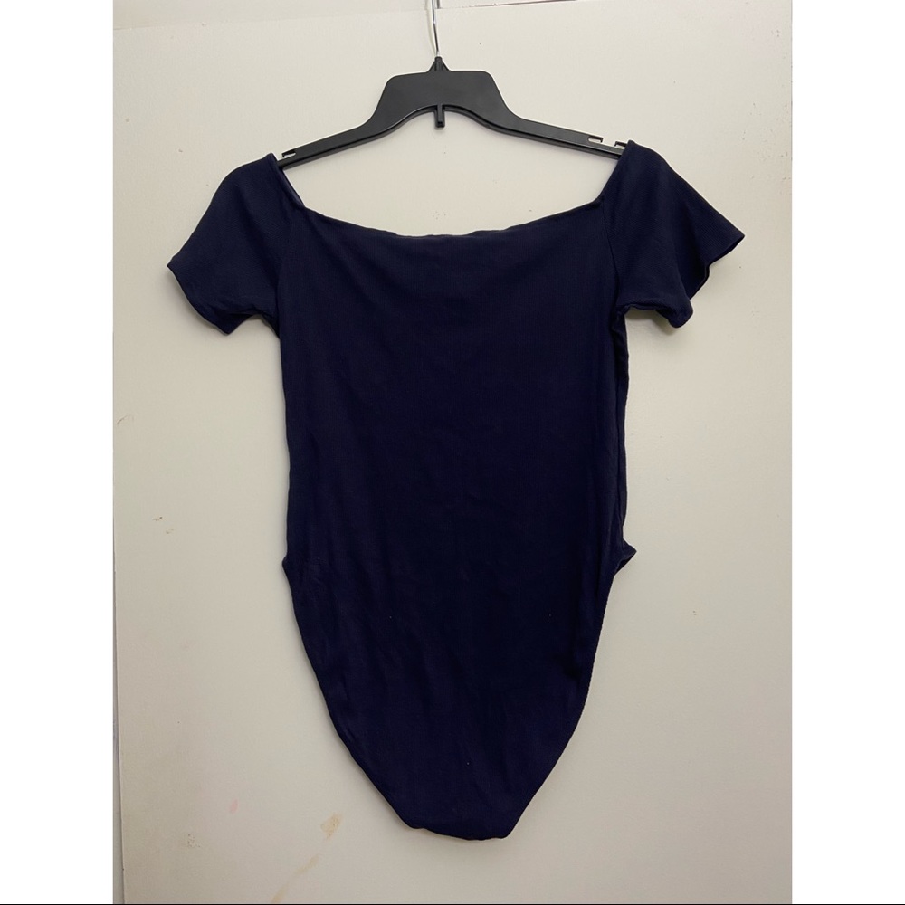 H&M Navy Off-shoulder Ribbed Body Suit - Picture 2 of 4